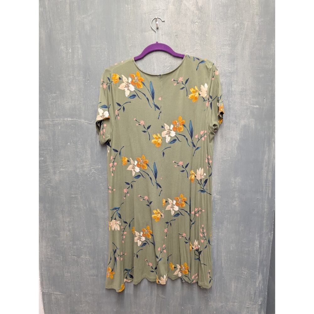 Old Navy Jersey Swing Dress XL Army Green Floral - Picture 5 of 5